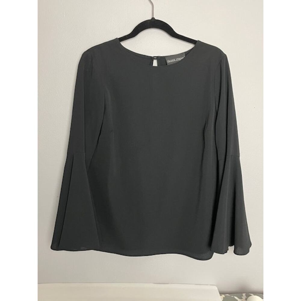 Frank Lyman Design Bell Sleeve Blouse Black Size 8 | Keyhole Back Flirty Boho